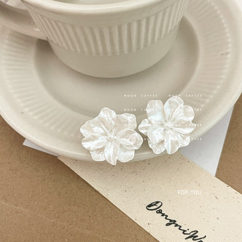 Small Camellia Flower Stud Earrings - Elegant and Delicate Floral Design