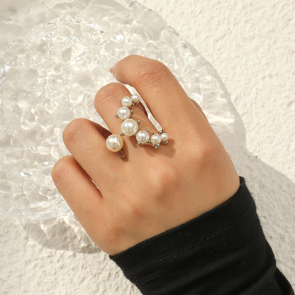 Unique Shaped Artificial Pearl Ring - Elegant and Timeless Design