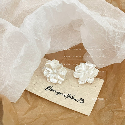 Small Camellia Flower Stud Earrings - Elegant and Delicate Floral Design