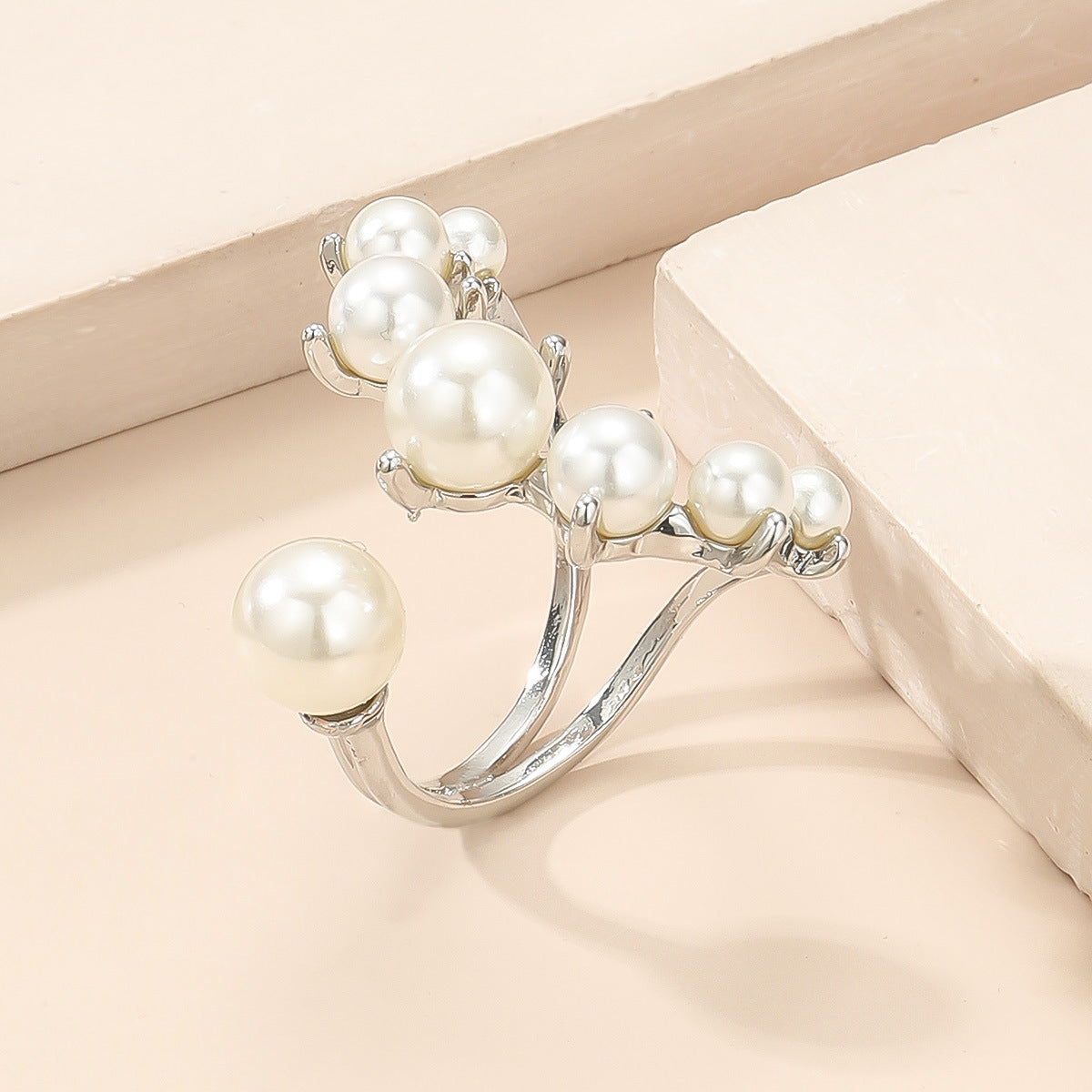 Unique Shaped Artificial Pearl Ring - Elegant and Timeless Design