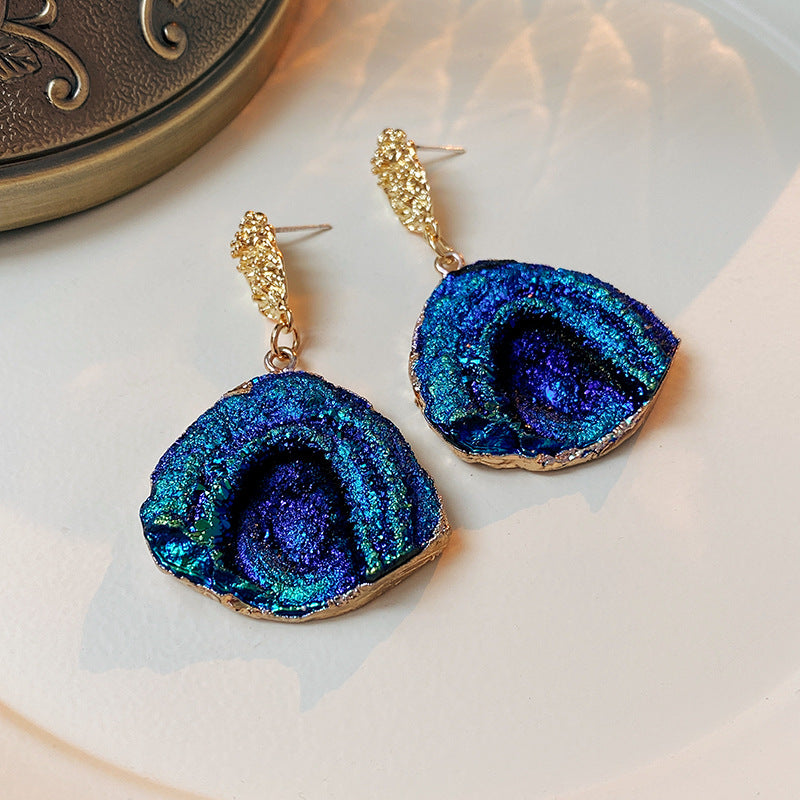 Mystical Blue Coral-Inspired Earrings – Vibrant Faux Mountain Stone Design with Indigo Tones